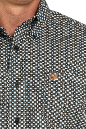 CINCH Men's Black Printed Short Sleeve Button-Down Western Shirt