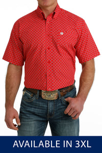 CINCH Men's Red Short Sleeve Button-Down Western Shirt