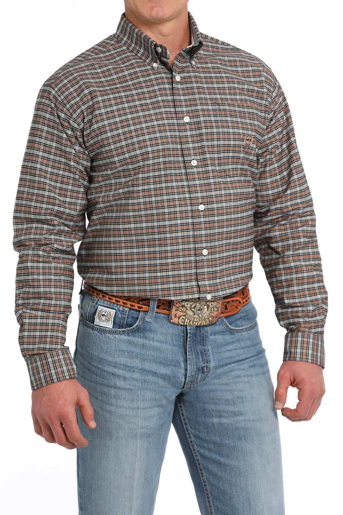 CINCH Men's Oxford Plaid Button-Down Western Shirt