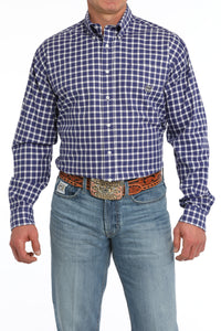 CINCH Men's Purple Twill Plaid Button-Down Western Shirt