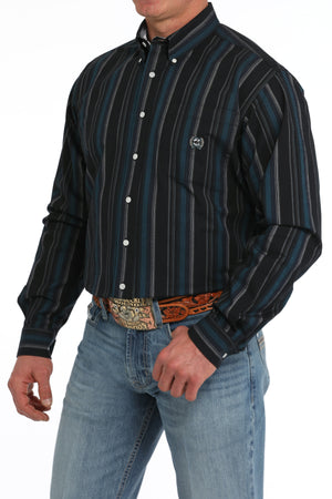 CINCH Men's Black L/S Oxford Stripe Button-Down Western Shirt