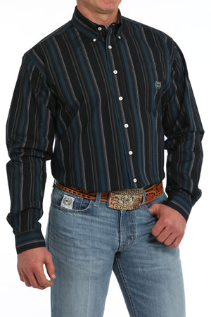 CINCH Men's Black L/S Oxford Stripe Button-Down Western Shirt