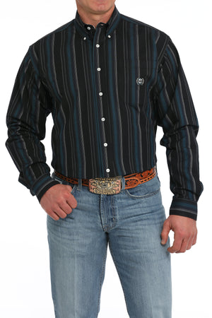 CINCH Men's Black L/S Oxford Stripe Button-Down Western Shirt