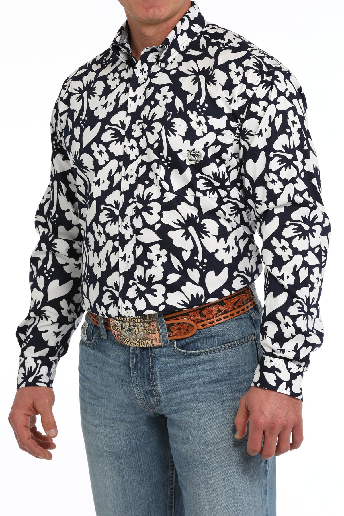 CINCH Men's Twill Navy Button-Down Western Shirt