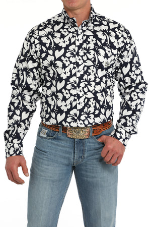 CINCH Men's Twill Navy Button-Down Western Shirt