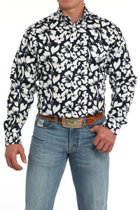 CINCH Men's Twill Navy Button-Down Western Shirt