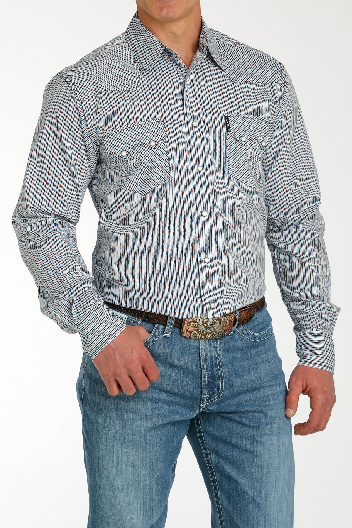 CINCH Men's White Modern Fit Western Button-Down Shirt