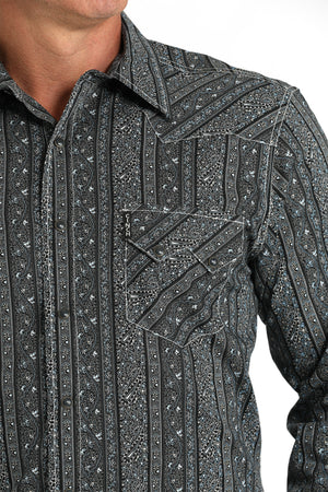 CINCH Men's Black Modern Fit Western Button-Down Shirt