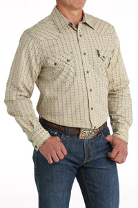 CINCH Men's Cream Modern Fit Western Button-Down Shirt