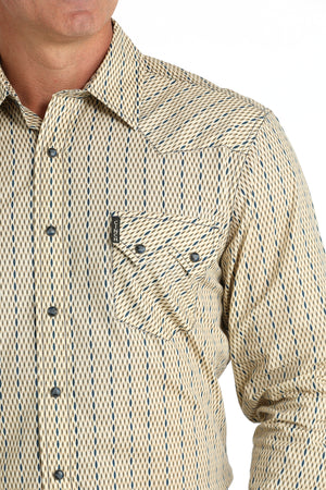 CINCH Men's Cream Modern Fit Western Button-Down Shirt