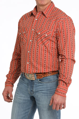 CINCH Men's Orange L/S Modern Fit Western Button-Down Shirt