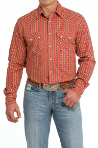 CINCH Men's Orange L/S Modern Fit Western Button-Down Shirt