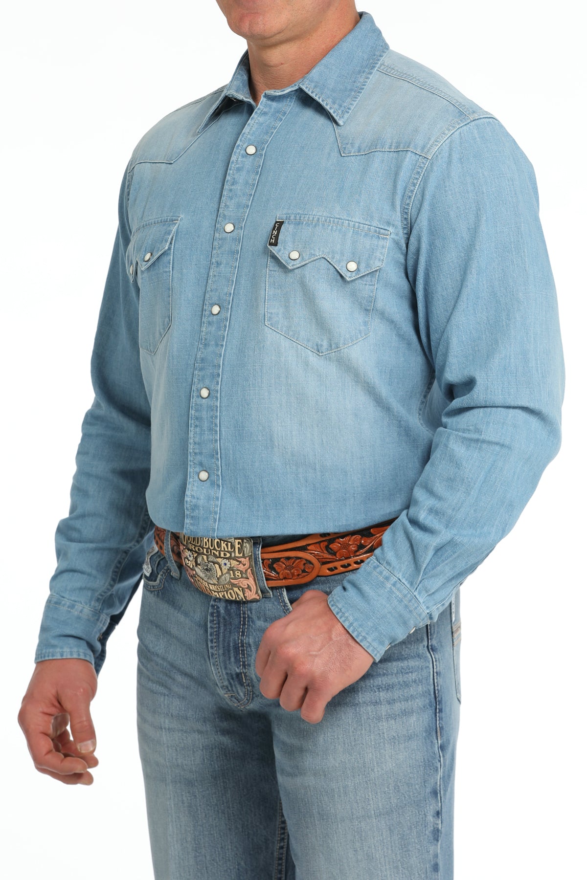 CINCH Men's Denim L/S Modern Fit Western Button-Down Shirt