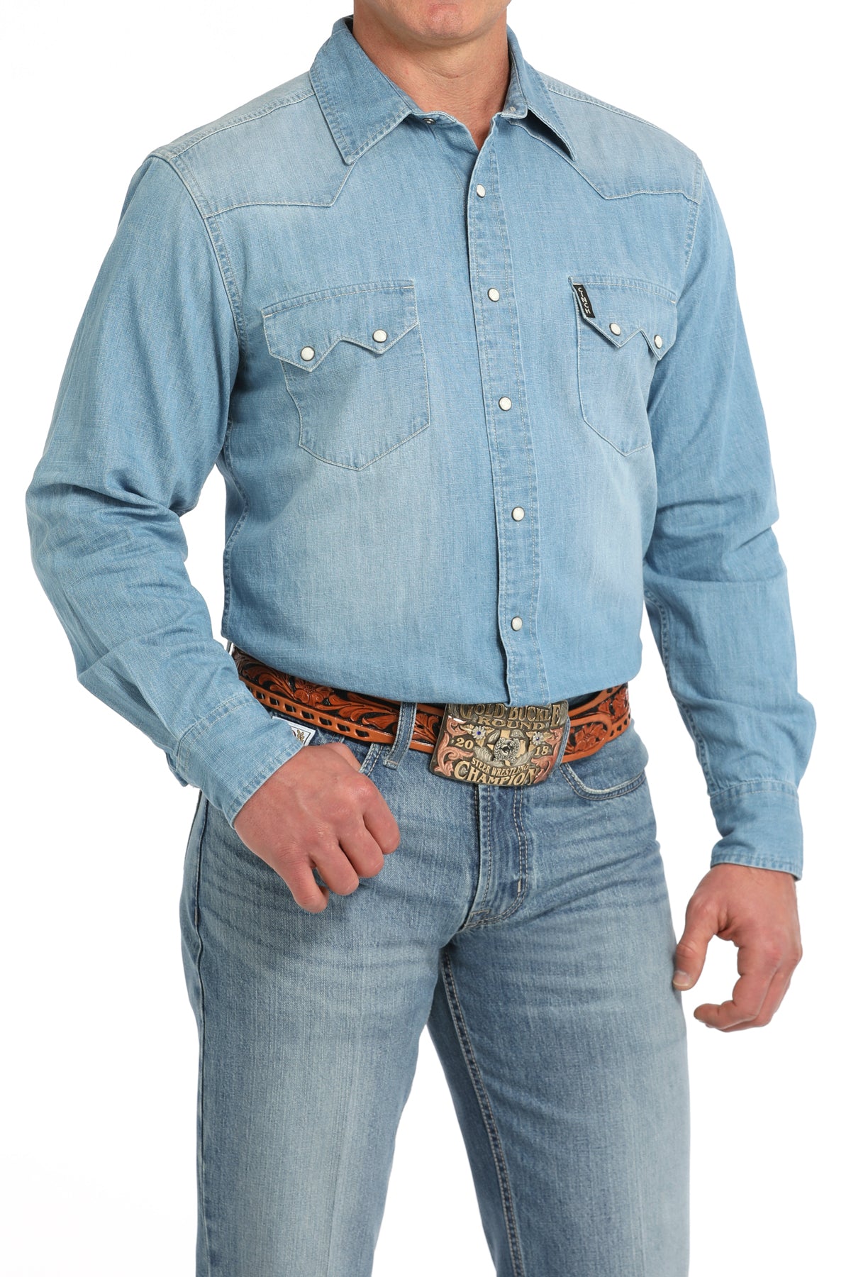 CINCH Men's Denim L/S Modern Fit Western Button-Down Shirt