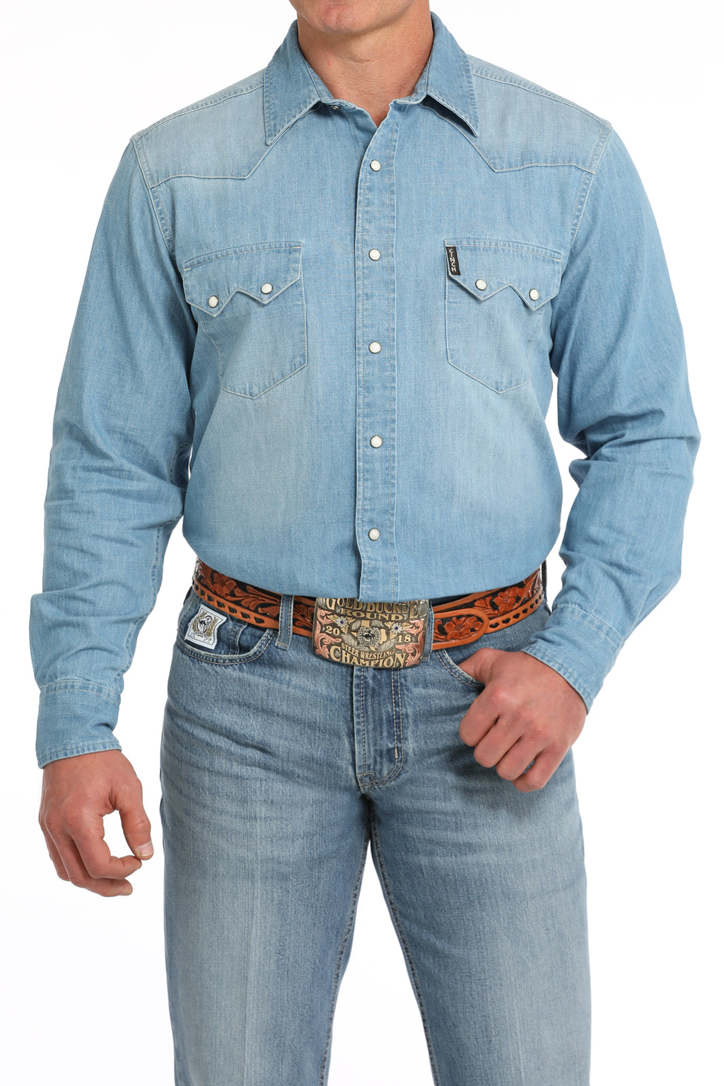 CINCH Men's Denim L/S Modern Fit Western Button-Down Shirt