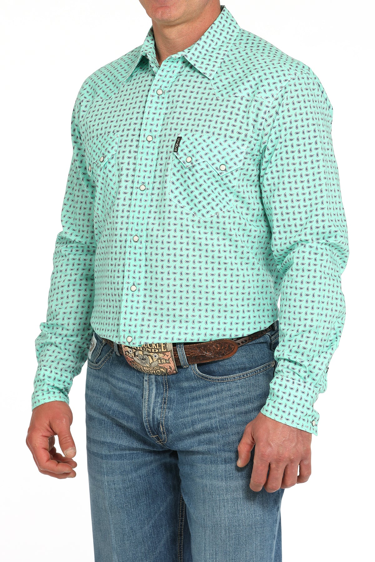CINCH Men's Turquoise Modern Button-Down Western Shirt