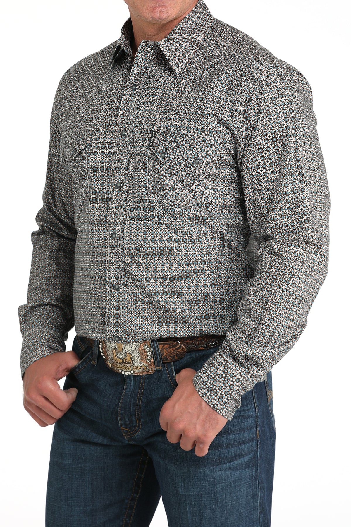 CINCH Men's Grey Modern Fit Button-Down Shirt