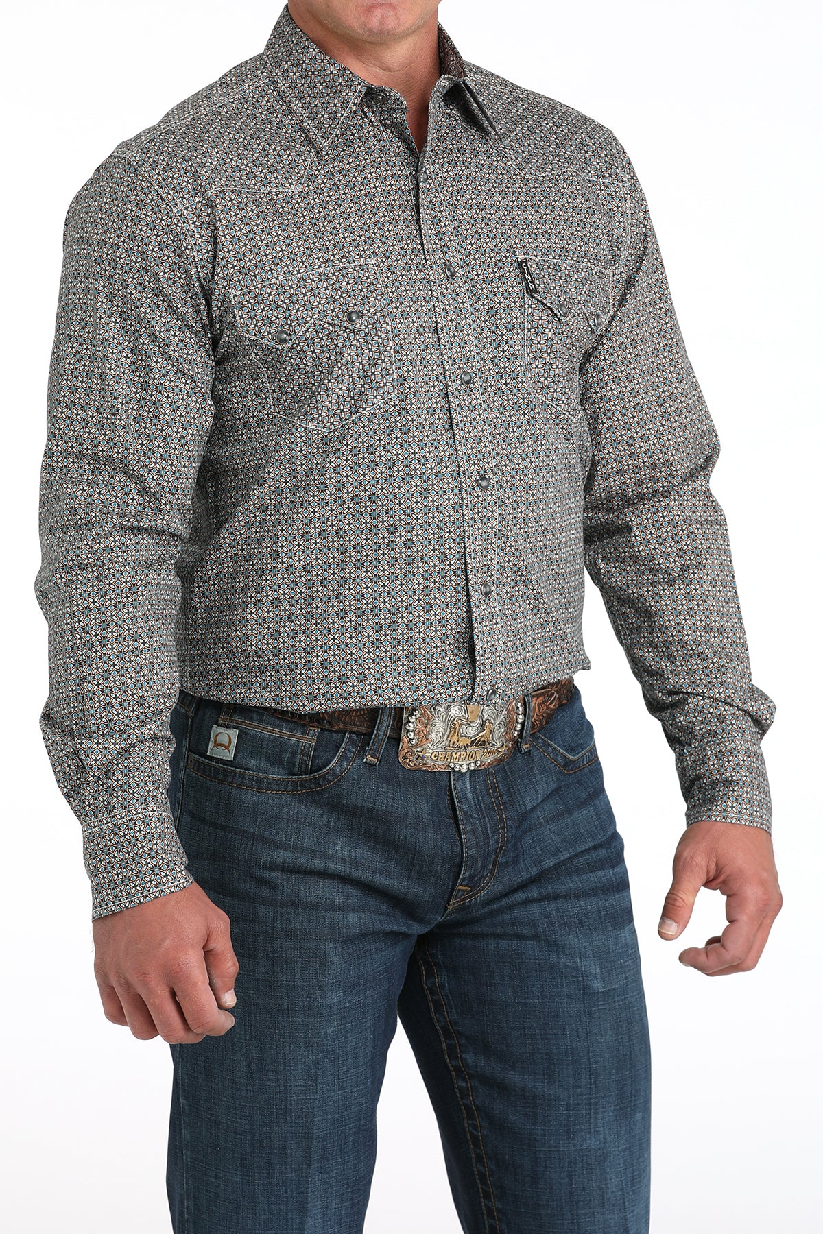 CINCH Men's Grey Modern Fit Button-Down Shirt