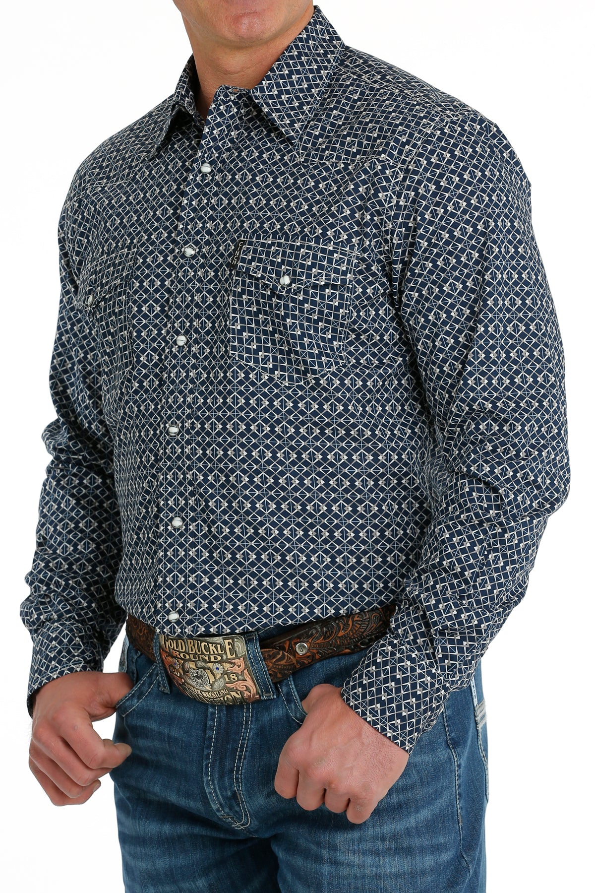 CINCH Men's Navy Modern Fit Western Button-Down Shirt