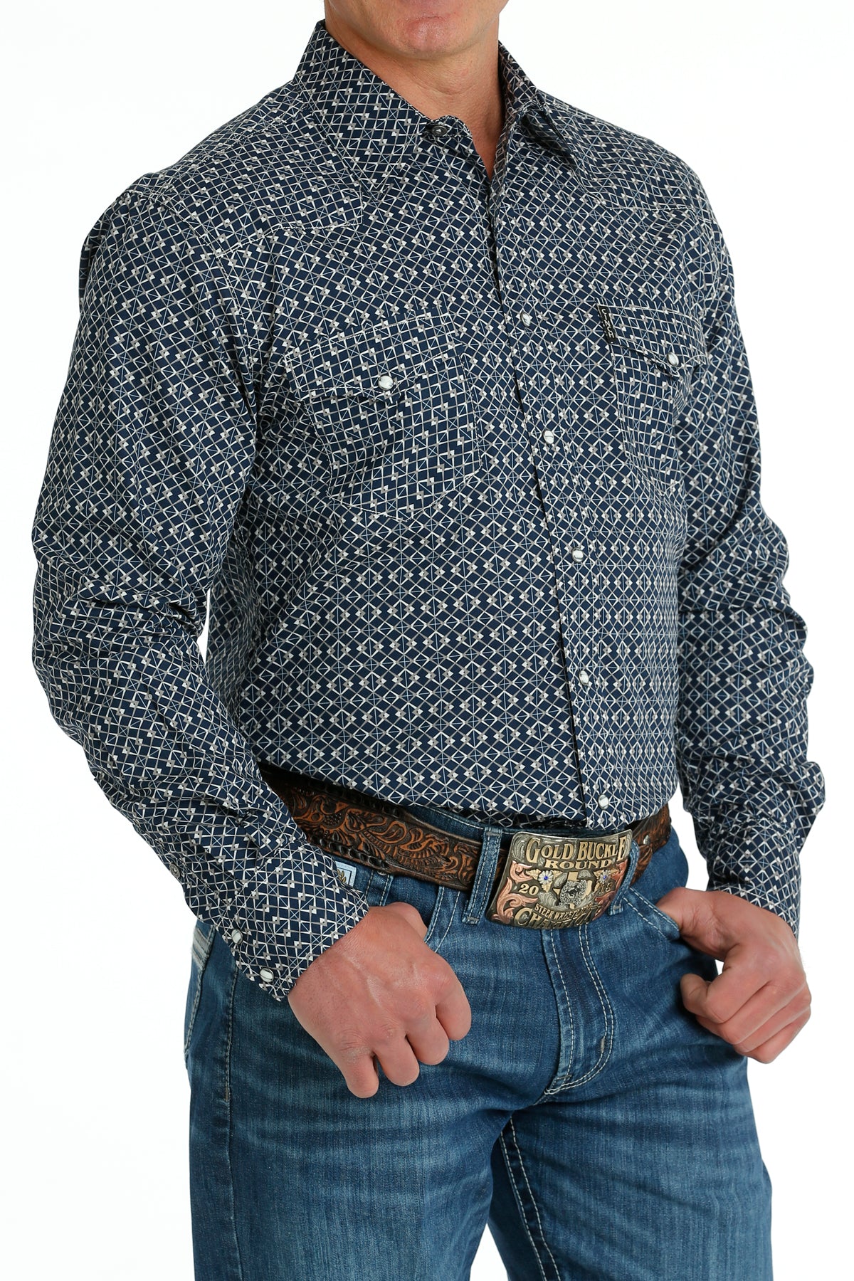 CINCH Men's Navy Modern Fit Western Button-Down Shirt