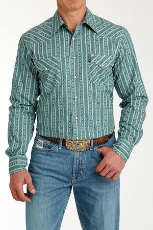 CINCH Men's Green Modern Fit Western Button-Down Shirt