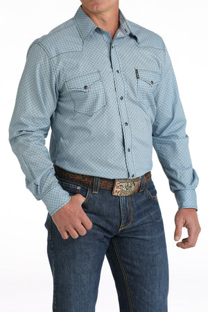 CINCH Men's Light Blue Modern Fit Western Button-Down Shirt