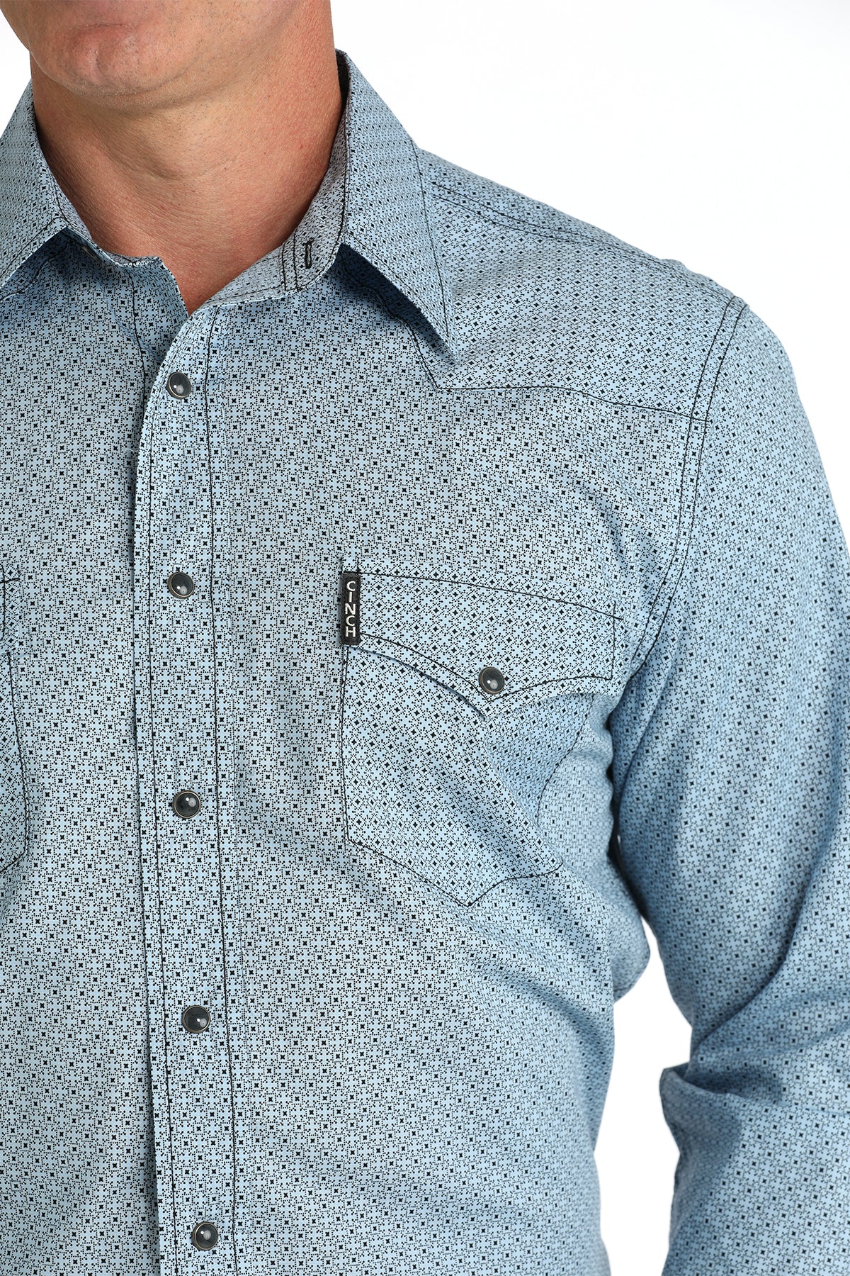 CINCH Men's Light Blue Modern Fit Western Button-Down Shirt