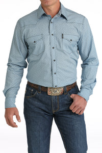 CINCH Men's Light Blue Modern Fit Western Button-Down Shirt