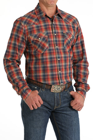 CINCH Men's Red Plaid Modern Fit Western Button-Down Shirt