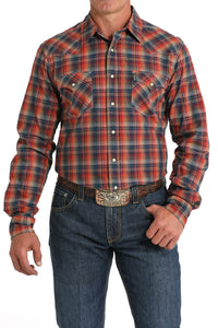 CINCH Men's Red Plaid Modern Fit Western Button-Down Shirt