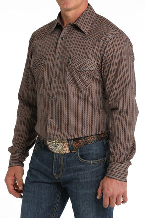 CINCH Men's Brown Modern Fit Western Button-Down Shirt