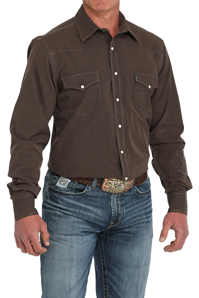 CINCH Men's Brown Modern Button-Down Western Shirt