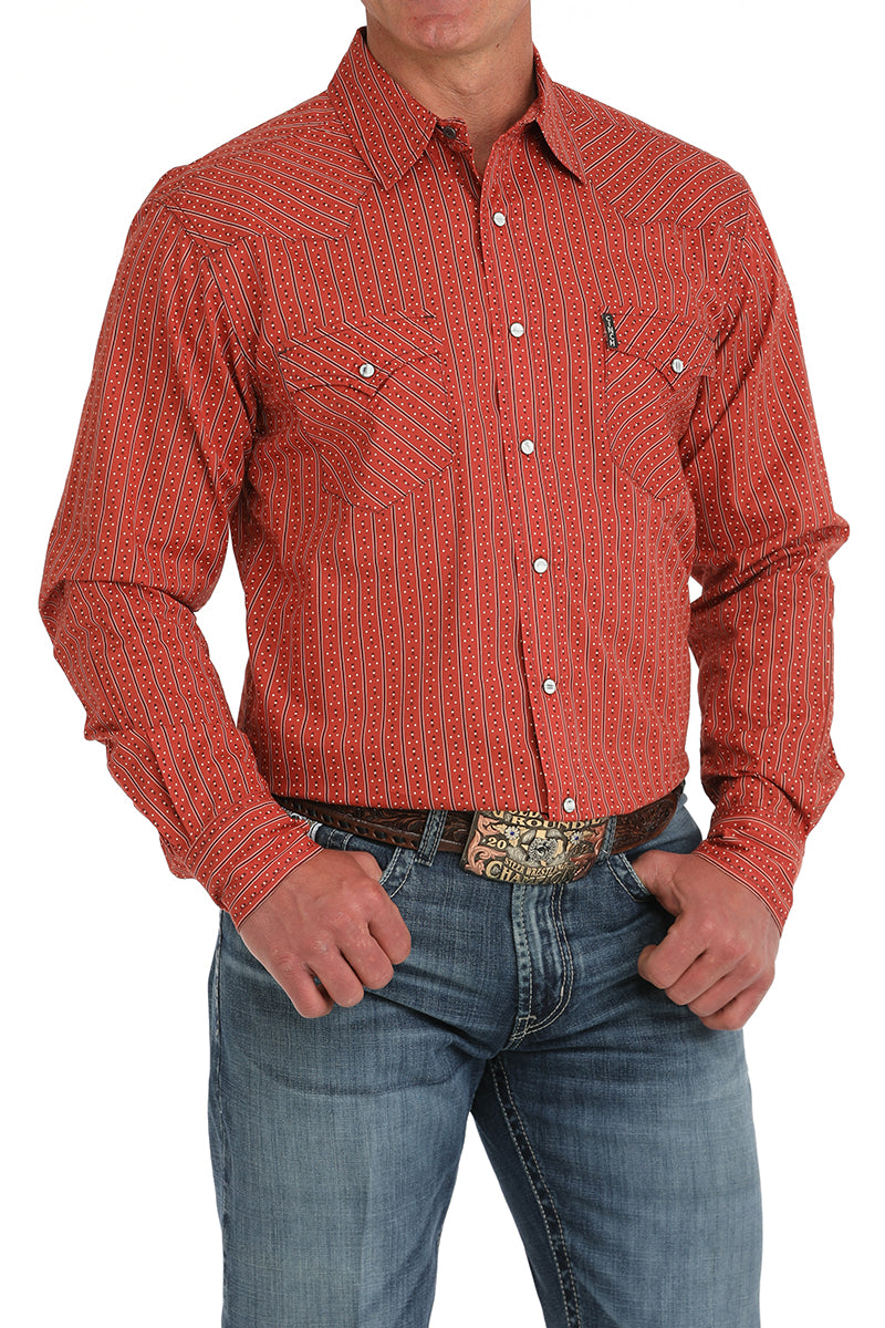 CINCH Men's Red Modern Button-Down Western Shirt