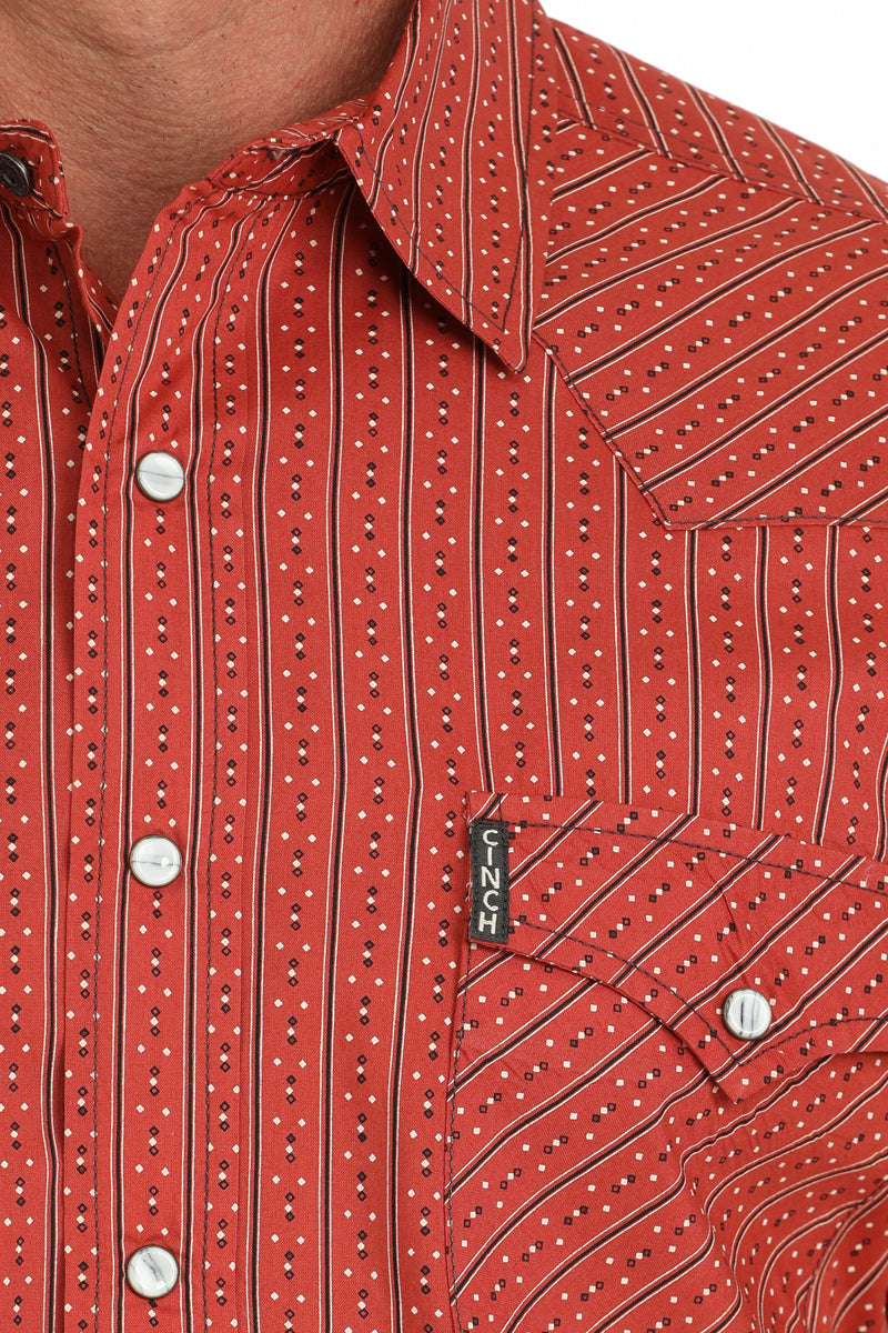 CINCH Men's Red Modern Button-Down Western Shirt