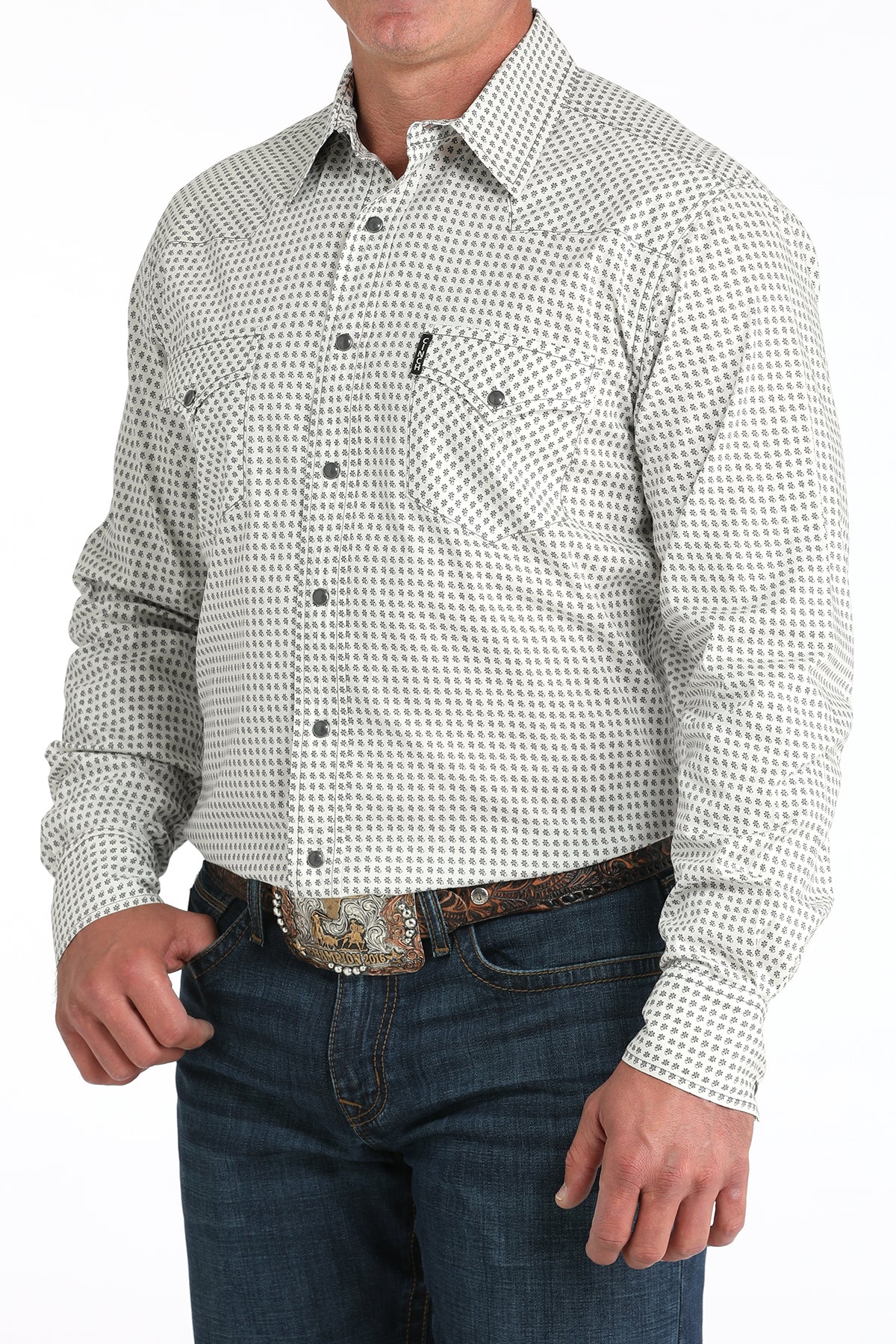 CINCH Men's Cream Modern Fit Button-Down Shirt