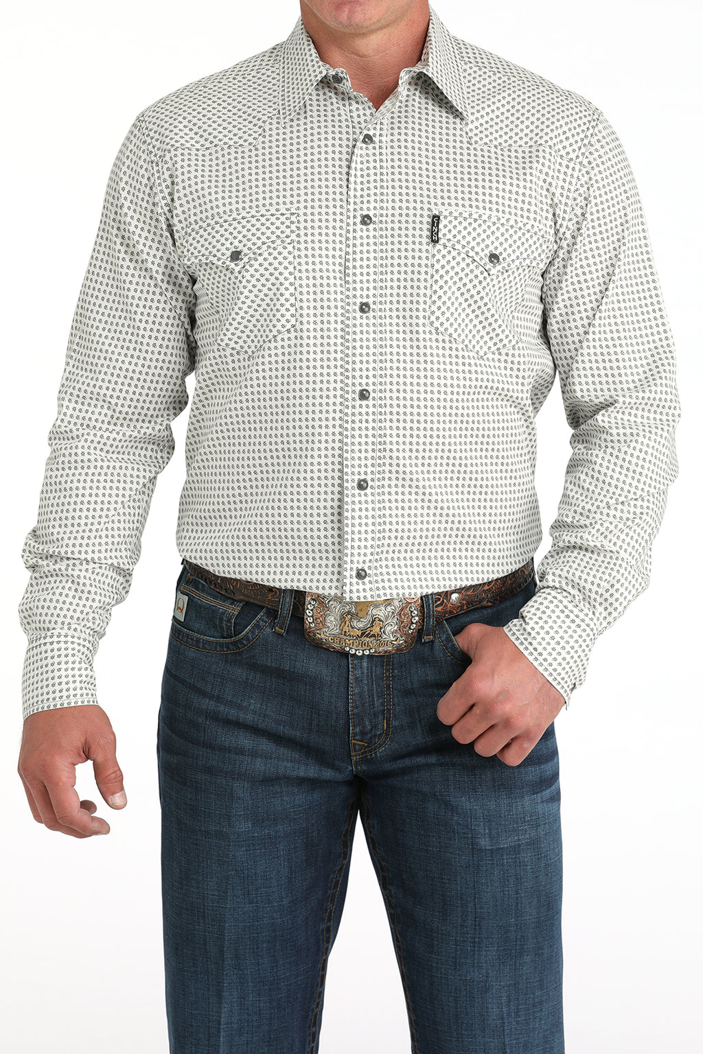 CINCH Men's Cream Modern Fit Button-Down Shirt