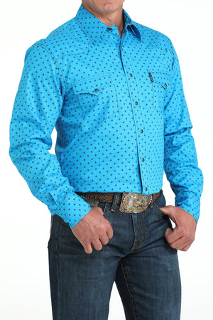 CINCH Men's Modern Fit Blue Button-Down Shirt