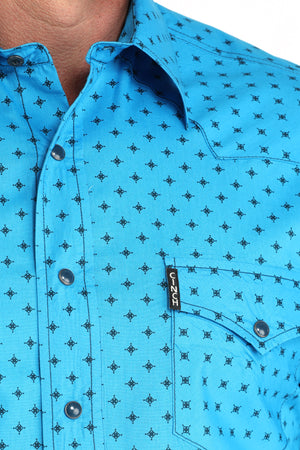 CINCH Men's Modern Fit Blue Button-Down Shirt