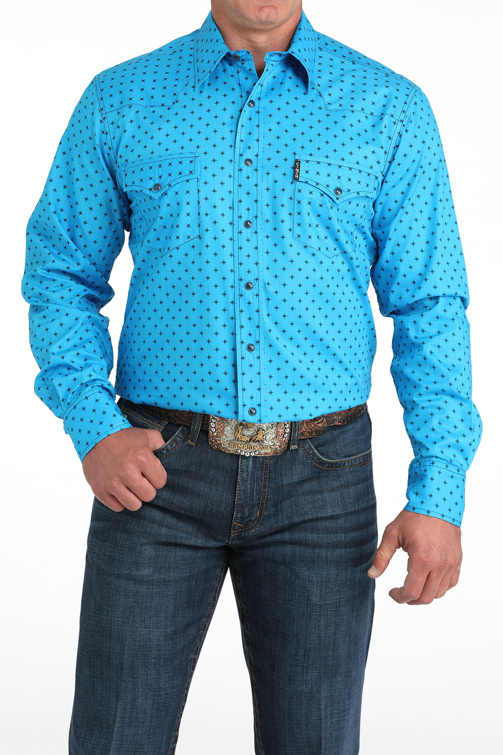 CINCH Men's Modern Fit Blue Button-Down Shirt