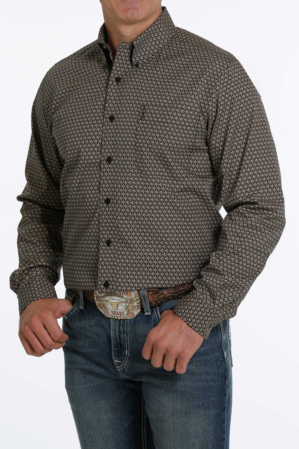 CINCH Men's Modern Fit Brown Button-Down Shirt