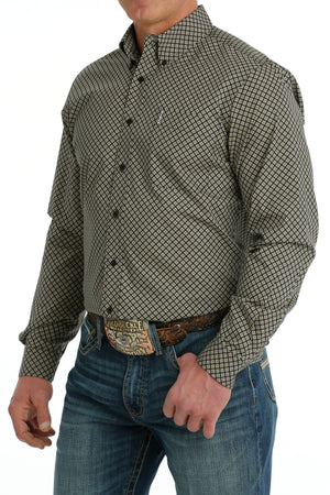 CINCH Men's L/S Modern Fit Black/Green Button-Down Shirt