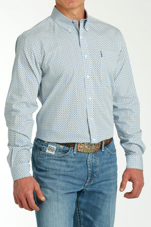 CINCH Men's Light Blue Modern Fit Print Button-Down Shirt