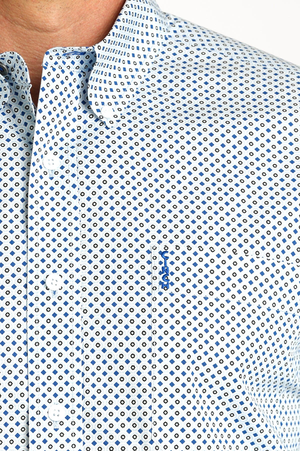 CINCH Men's Light Blue Modern Fit Print Button-Down Shirt