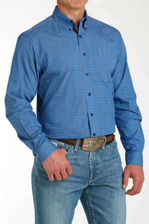 CINCH Men's Royal Blue Modern Fit Print Button-Down Shirt