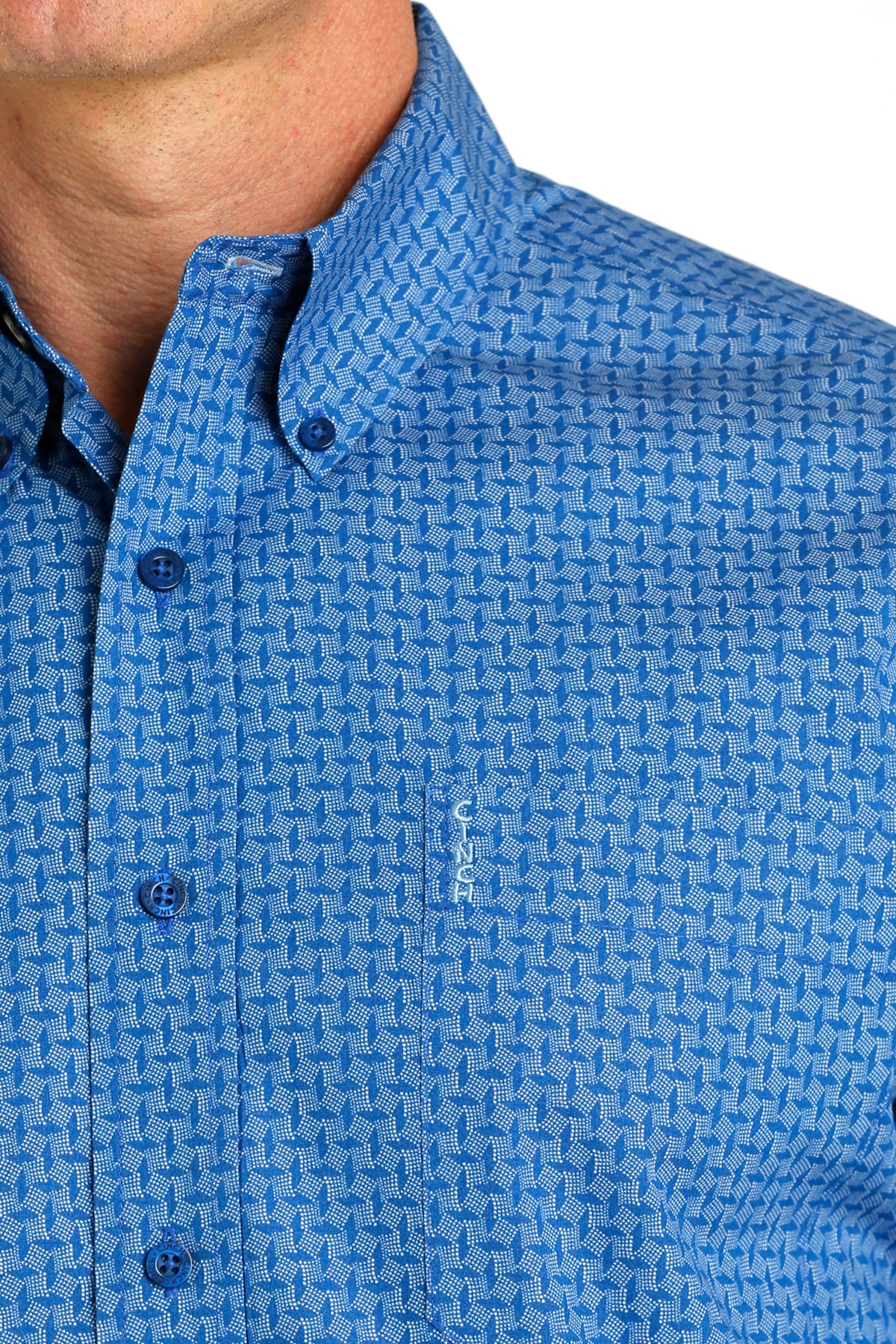 CINCH Men's Royal Blue Modern Fit Print Button-Down Shirt