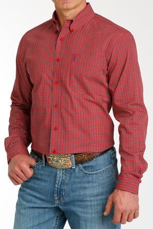 CINCH Men's Red Modern Fit Print Button-Down Shirt