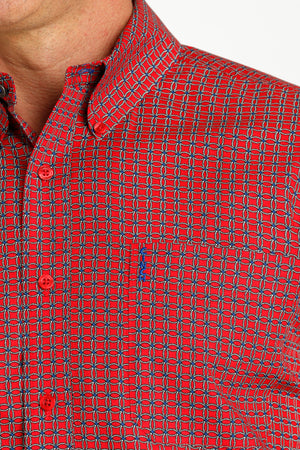 CINCH Men's Red Modern Fit Print Button-Down Shirt