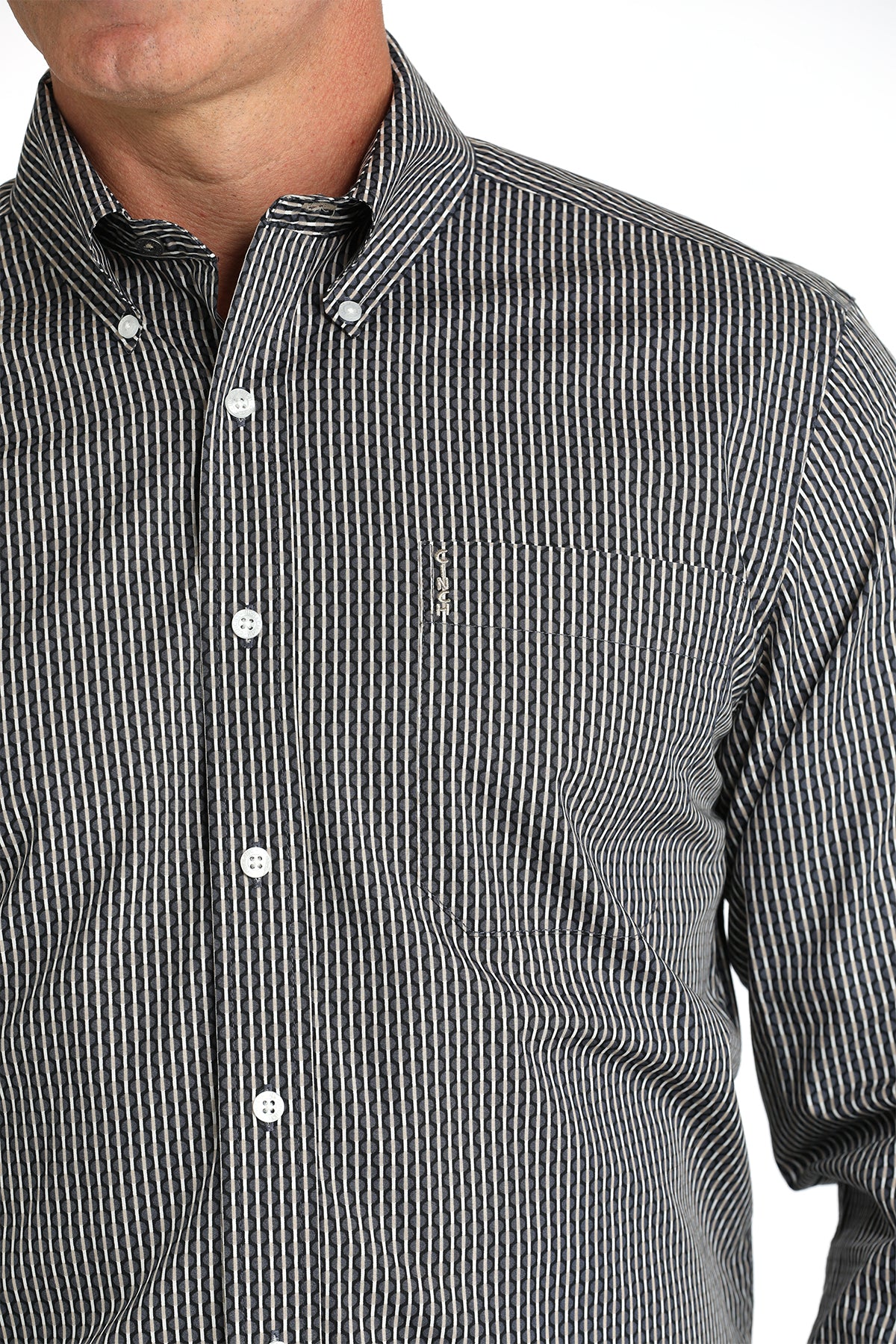 CINCH Men's Black Modern Fit Print Button-Down Shirt