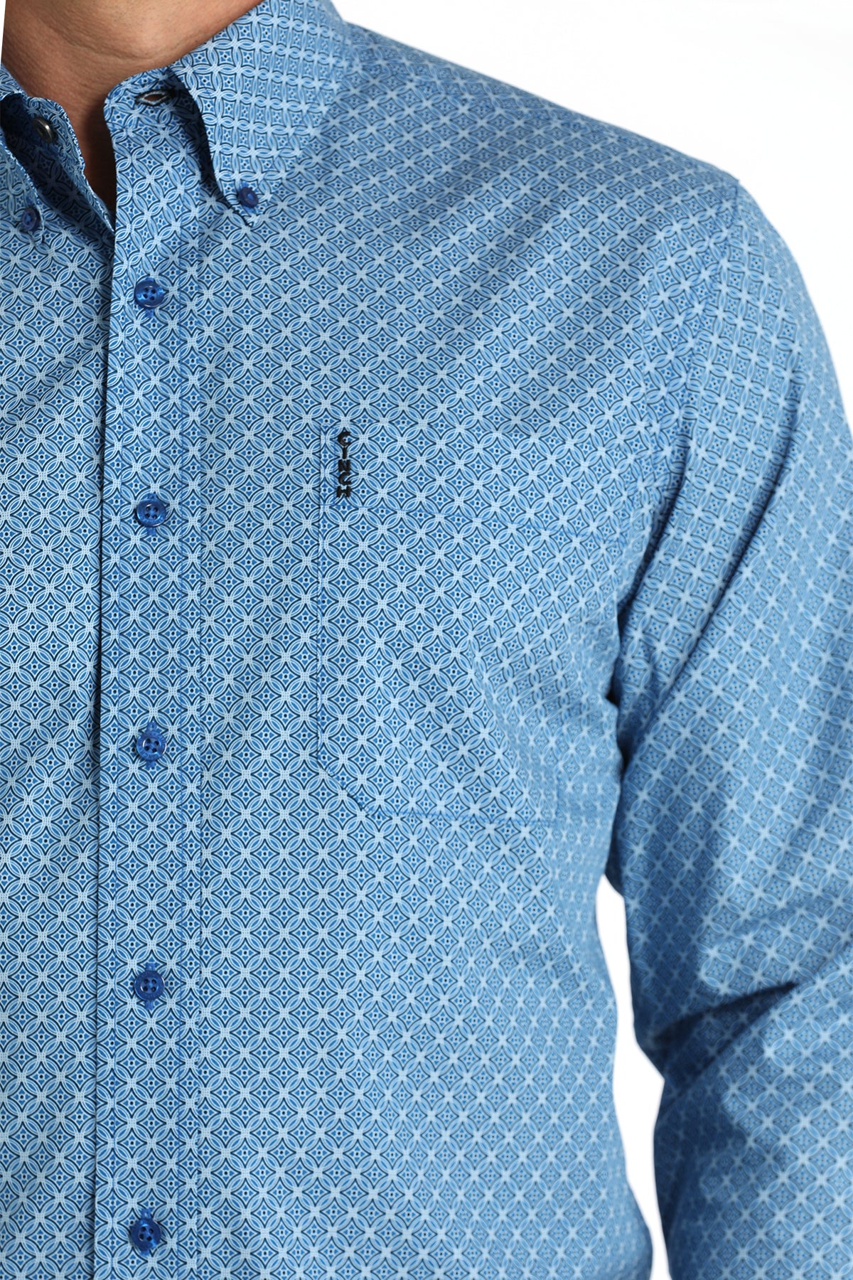 CINCH Men's Royal Blue Modern Fit Print Button-Down Shirt