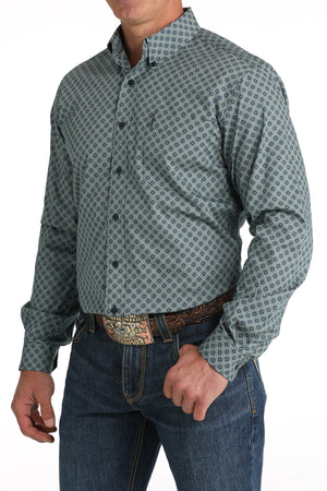 CINCH Men's Navy Modern Fit Print Button-Down Shirt